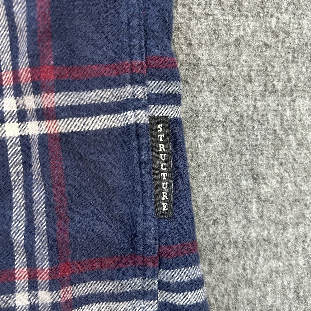 Vintage Structure Flannel Shirt Mens Large Plaid 100% Cotton 90s Grunge Shirt - Picture 7 of 11